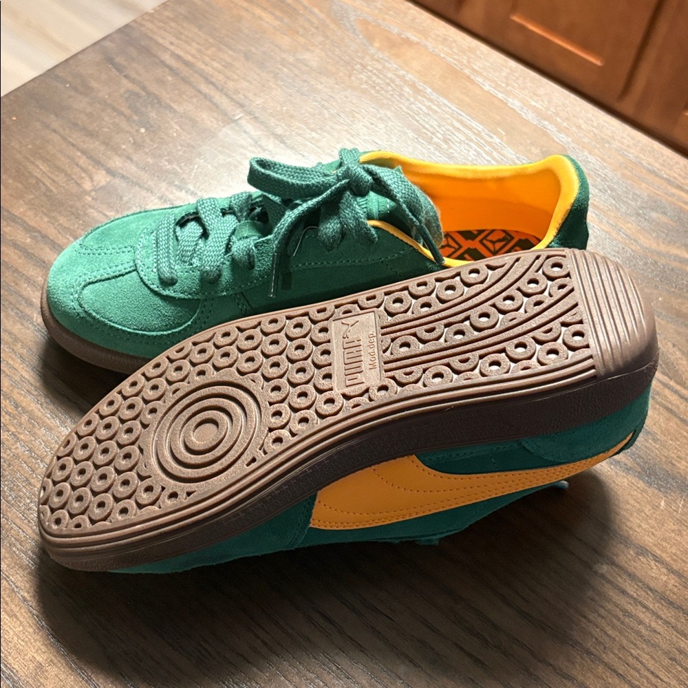 Puma Palermo Vine Clementine Green Yellow Suede Sneakers Size (women’s 8) - Picture 2 of 3